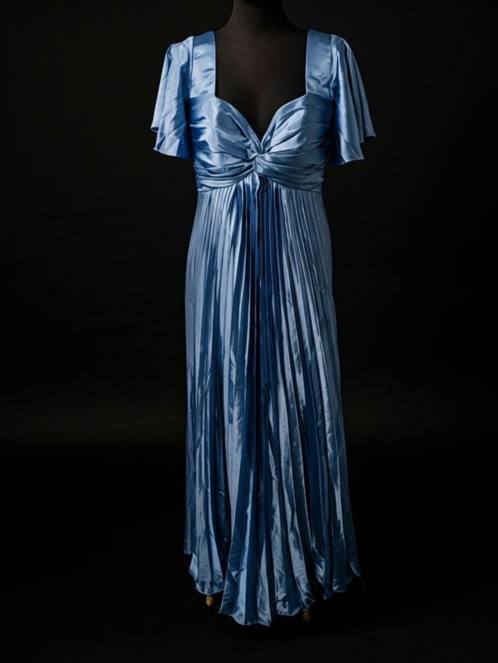 NWT 30's Style Elegant Blue Satin Evening Gown